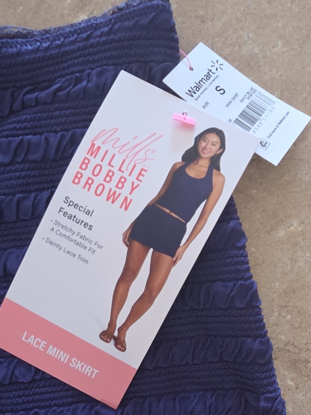 Millie Bobby Brown Lace Mini Skirt - Navy